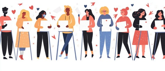 Naklejka premium A polling location sign with arrows directing voters to their booths, ensuring an organized election process