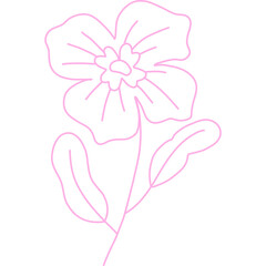 Minimalist Pink Flower Line Art – Simple Floral Outline Illustration