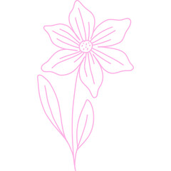 Minimalist Pink Flower Line Art – Simple Floral Outline Illustration