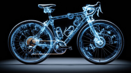 Fototapeta premium X ray view of bicycle components showcasing gears and chain in detail