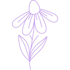 Minimalist Purple Flower Line Art – Simple Floral Outline Illustration