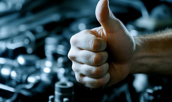 Close up of hand giving thumbs up.