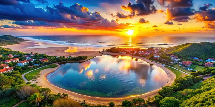 Luz Beach's sunset, Imbituba, Brazil, captured in a miniature world.