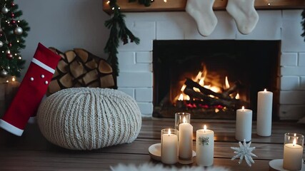 Cozy fireplaces with candlelit decor and warm ambiance for christmas and new year celebrations