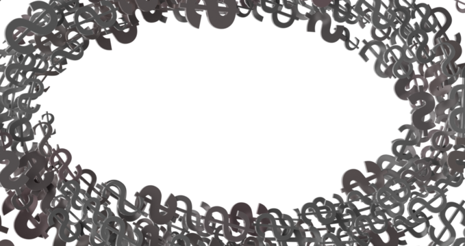 Falling dollar sign. 3D rendering.