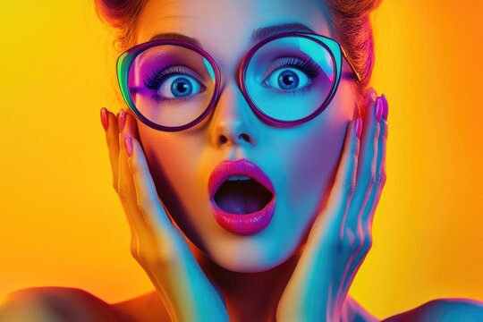 A person with a shocked or surprised facial expression