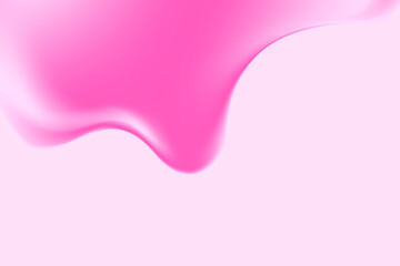 Fluid pink lip balm texture, abstract flowing organic bubble gum blob form. Aesthetic background with copy space. Fluid smooth fluids like gel, collagen, serum texture. Beauty presentation, banner