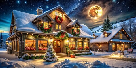 Festive Architectural Christmas Scene with Quotes and Decorations for Holiday Cheer