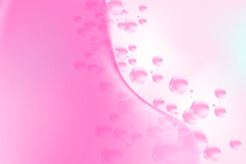 Fluid pink lip balm texture, abstract flowing organic bubble gum blob form. Aesthetic background with copy space. Fluid smooth fluids like gel, collagen, serum texture. Beauty presentation, banner