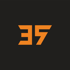 number 35 bolt thunder energy simple geometric logo vector