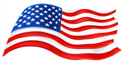 Waving American flag with realistic folds and vibrant colors, capturing the texture and movement, symbolizing patriotism and national pride