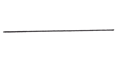 Isolated black watercolor pencil line on transparent background.