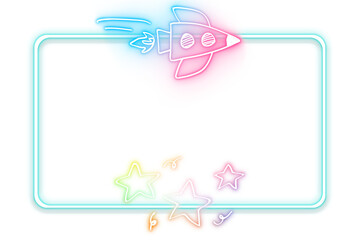 Neon png frame rainbow star spacecraft doodle