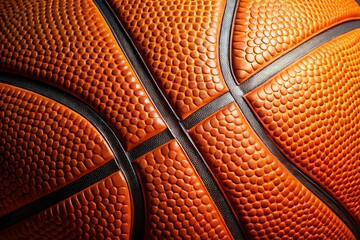 Fototapeta premium Orange leather basketball, a dramatic backdrop for sports photography.