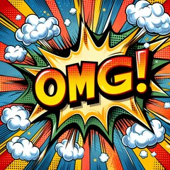 Fototapeta premium Comic book style OMG explosion with vibrant colors.