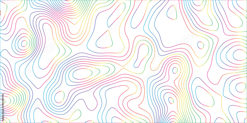 Poster Abstract white colorful gradient Topographic line map background. Contour elevation topographic and textured Background Modern design with White background with topographic wavy pate for decoration.	