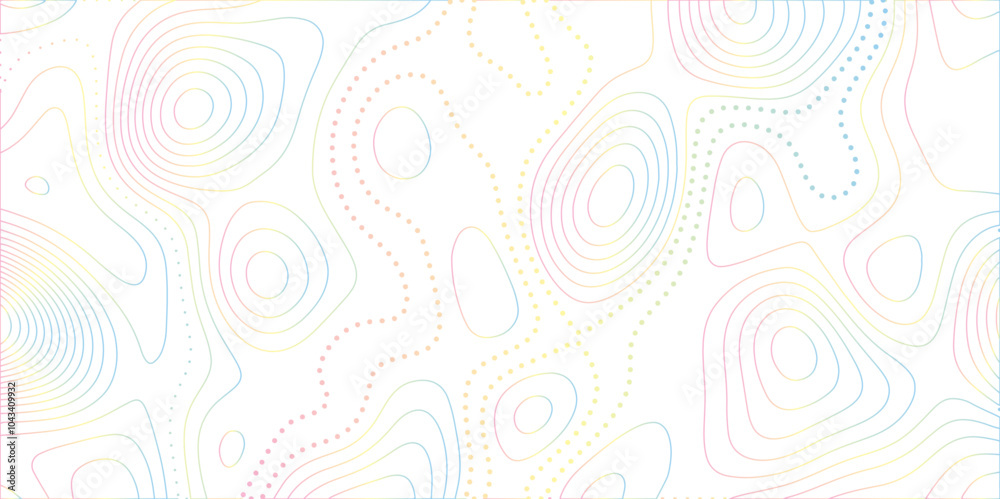 Poster Abstract white colorful gradient Topographic line map background. Contour elevation topographic and textured Background Modern design with White background with topographic wavy pate for decoration.	