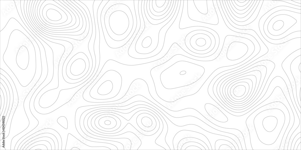 Poster Ocean topographic line map with curvy wave isolines vector illustration. Abstract topographic contours map background, Vector contour topographic map. Cartography texture abstract banner use.	
