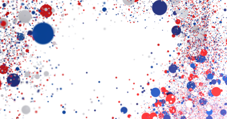 White banner with colorful stars.