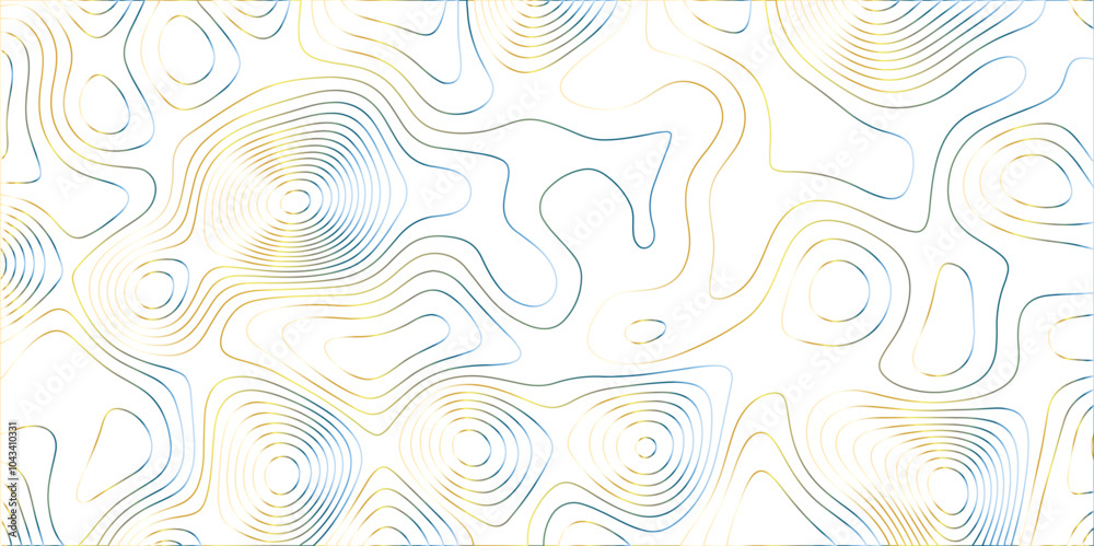 Poster Abstract white colorful gradient Topographic line map background. Contour elevation topographic and textured Background Modern design with White background with topographic wavy pate for decoration.	