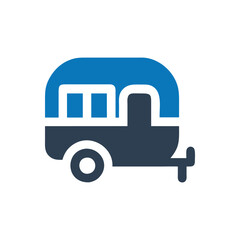 Truck With Trailer Icon on white background