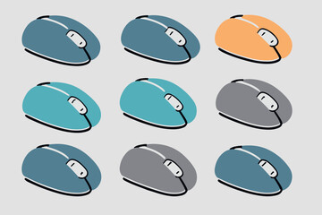 Mouse Sets Icons. Wireless Mouse Icons, Vector Illustration