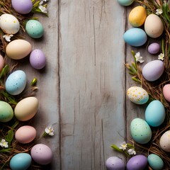 easter eggs background with copy space