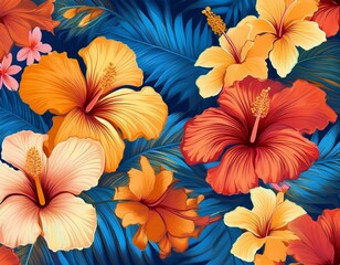 Fototapeta premium Floral seamless pattern with flowers. tropical background
