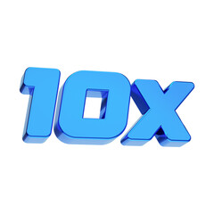 10X blue symbol isolated on white background. 3D render.