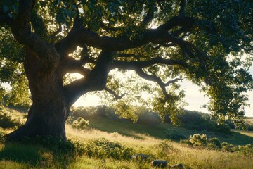 Majestic Tree in a Lush Green Landscape