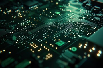 Obraz premium Abstract Circuit Board Pattern with Bright Lights