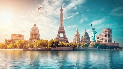 A travel feature layout showcasing exotic destinations around the world, with stunning photographs and brief descriptions of each location.