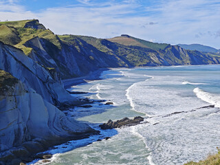 The view of Flysch Zumaia Geopark from Mirador de Algorri, Zumaia, Basque Country, Spain