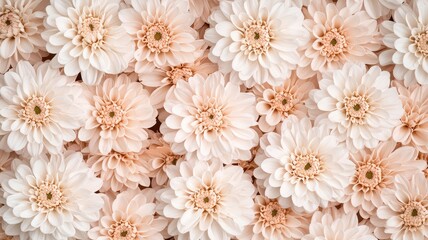 A close-up view of delicate pastel flowers, showcasing their intricate layers and soft hues that create a serene and inviting floral display.