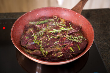 roasted innards from a reddeer calf with rosemary, thyme, salt and pepper 