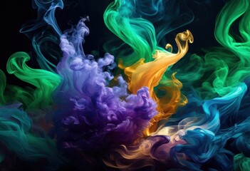 Fototapeta premium explosive swirls dynamic smoke textures dancing over radiant vivid backgrounds captivating visual impact, abstract, art, design, colorful, composition