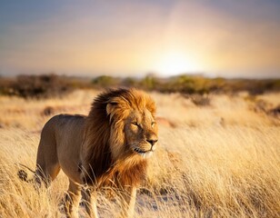 Fototapeta premium Close-up of a Male Lion in the African Savannah