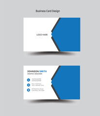 Modern and simple business card design with white and blue  color