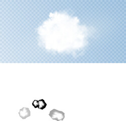 Fog or smoke isolated transparent special effect. White vector cloudiness, mist or smog background. Vector illustration	