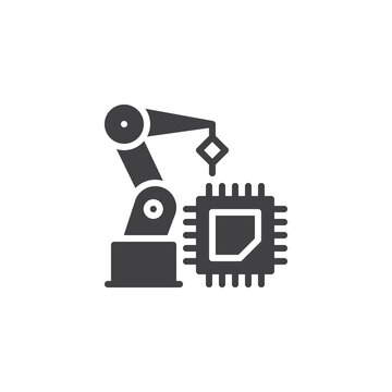 robotic arm placing computer chip clip art preview