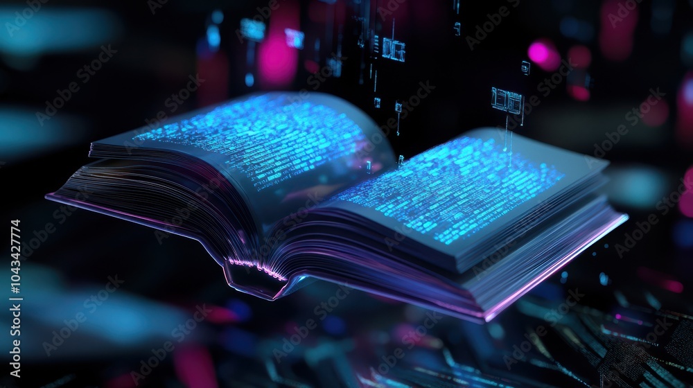 Poster The digital realm unveiling the secrets of an open book in a virtual world