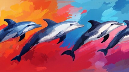 Obraz premium Colorful Abstract Dolphin Painting Art