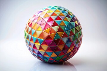 Obraz premium abstract geometric sphere with colorful textured and patterned triangular facet