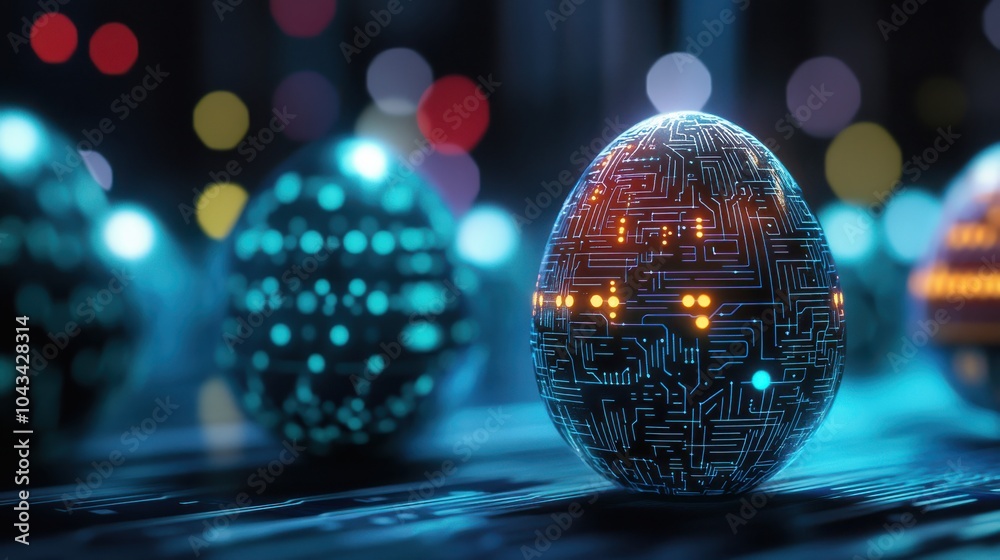 Aufkleber futuristic digital eggs a glimpse into advanced technology and design aesthetics