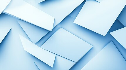 Obraz premium Light blue geometric shapes overlapping on a white background, perfect for modern web or app interfaces.