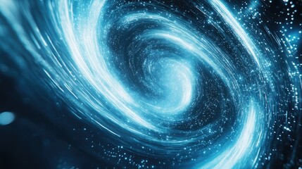 Obraz premium Light blue glowing lines swirling around, creating a futuristic and dynamic background.