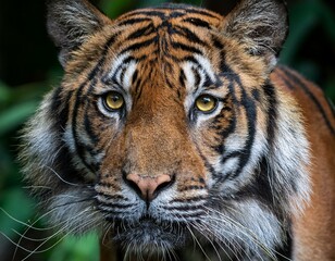 Fototapeta premium Sumatran Tiger against blurred background.