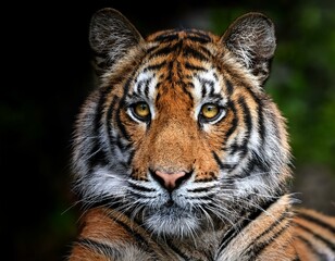 Fototapeta premium Sumatran Tiger against blurred background.