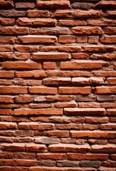 Fototapeta premium detailed close textured red brick wall surface featuring natural variations unique patterns, design, background, architecture, material, construction