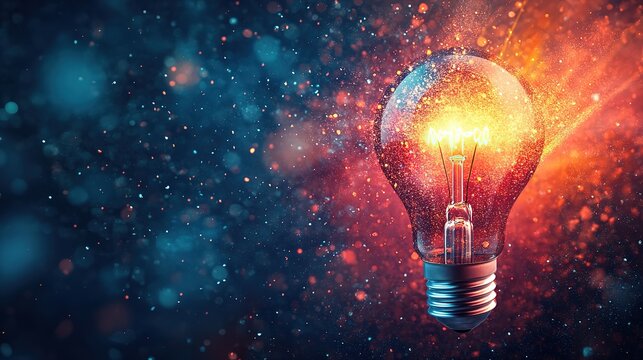 Conceptual image showcasing a light bulb as a metaphor for an innovative breakthrough and smart idea, symbolizing genius marketing strategy planning and creative thinking in business